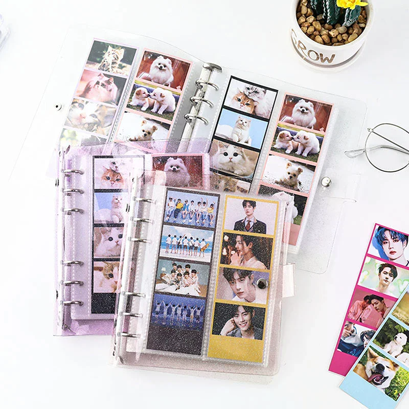 A6 Glitter Photocard Binder 100 Photos for 2x6 Inch Photo Strips Bookmark Photo Booth Frame Album Idole Cards Organizer
