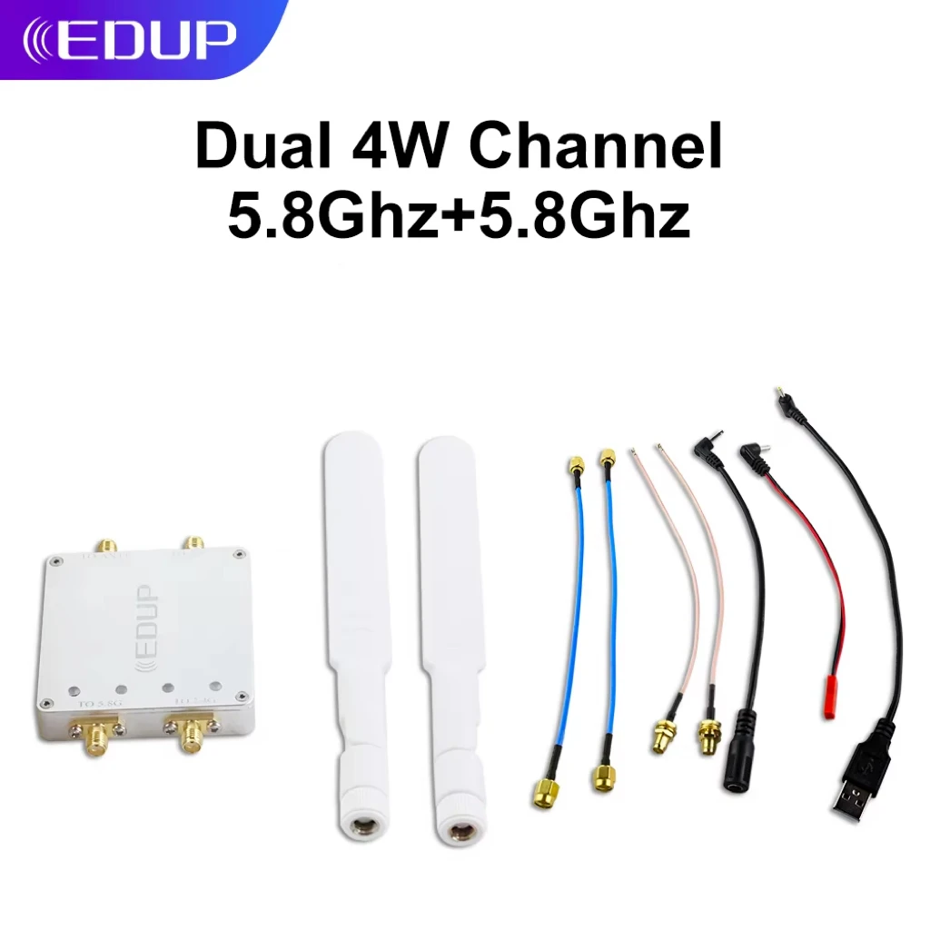 

EDUP Wifi Signal Amplifier Dual 5.8Ghz 4W Channel Long Range Wifi Booster Wifi Extender Repeater With Dual Antenna