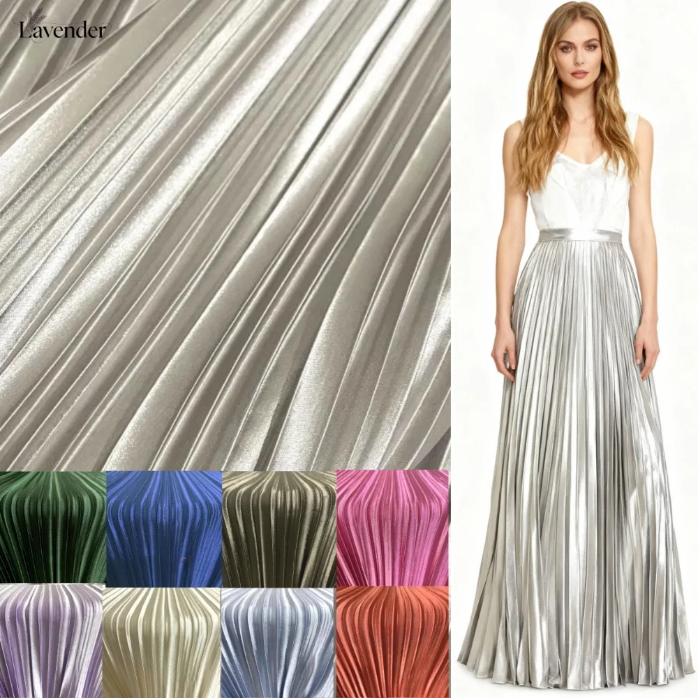Solid color flowing light wrinkled pleated fabric sewn clothing, dance skirt, half skirt, designer diy fabric