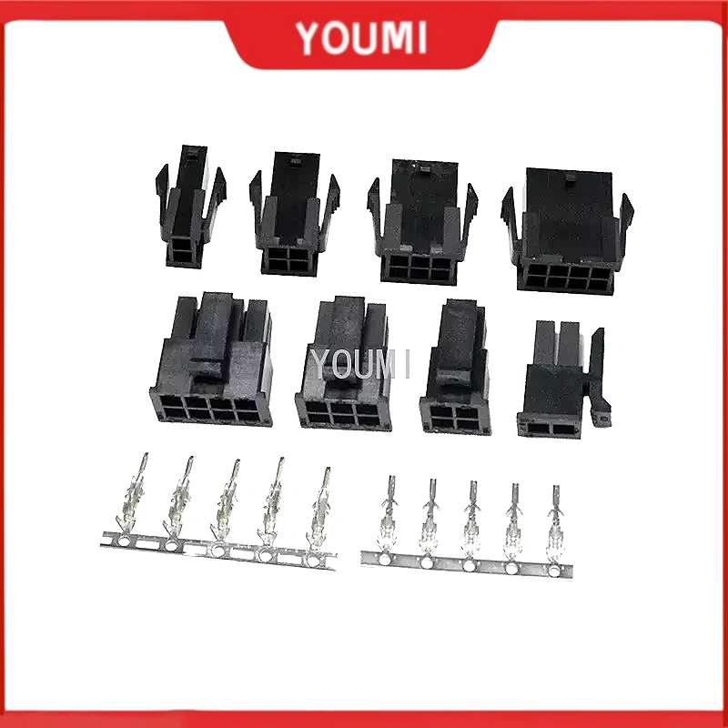 10Sets Molex 3.0mm Dual Row 2*1/2/3/4/5/6/7/8P Male Female Aerial Mating Connector (43025 Plug+43020 Female Housing+Terminal)