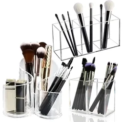 Transparent Cosmetic Makeup Acrylic Makeup Brush Tool Storage Box Case Pen Pencil  Holder Table Organizer Makeup Tool For Desk