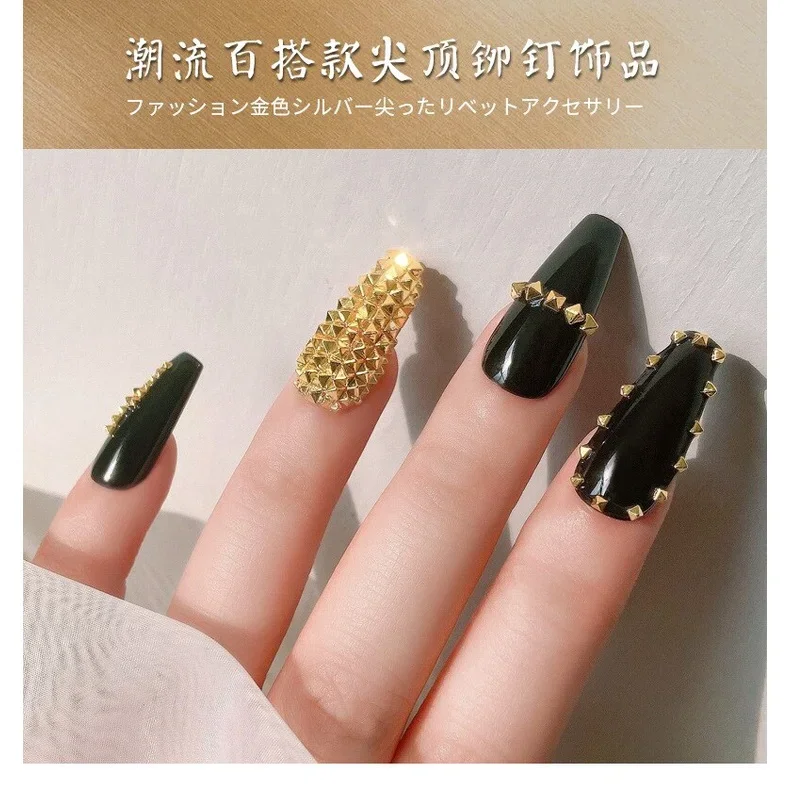 200 peças acessórios para unhas ouro/prata punk espólio sólido metal plano rebite ornamento fundo plano rebite joias