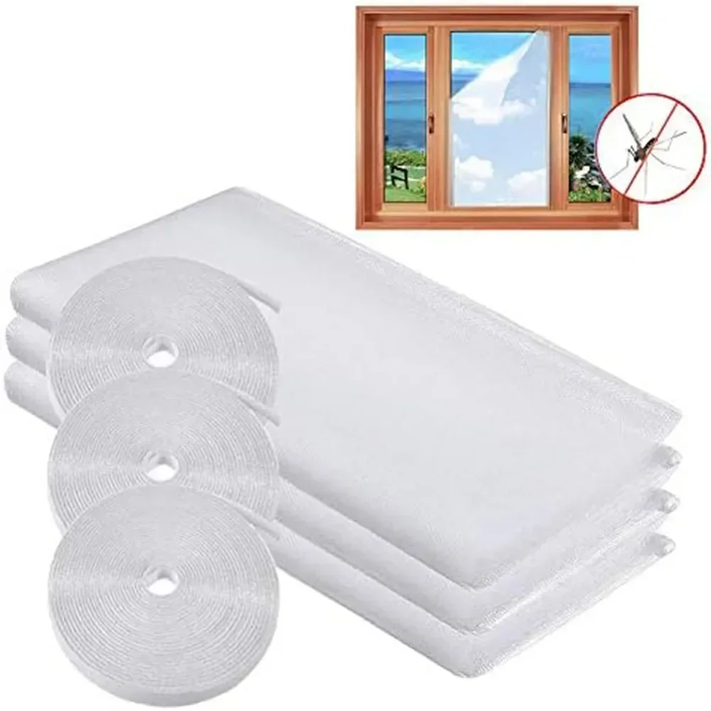 3PCS Mosquito Netting DIY With 3 Rolls Sticky Tape Insect Mesh Summer Door Screen Anti-Fly Mesh Screen Repair Tape For Home