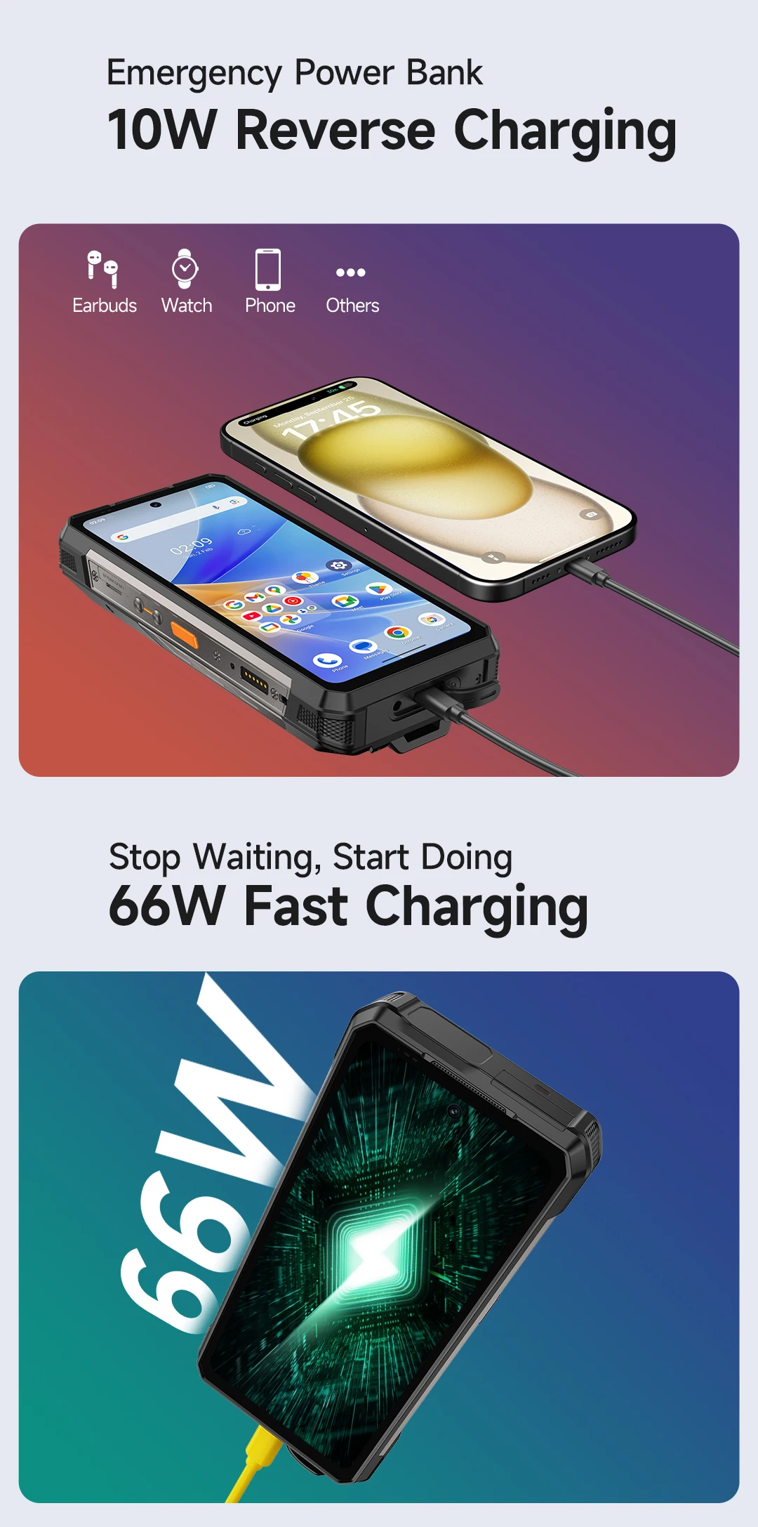 Ulefone Armor 34+ 5G Rugged Phone Smartphone Android 15 25500mAh 66W Up to 32GB+512GB 6.95" 120Hz Display Versatile LED Light