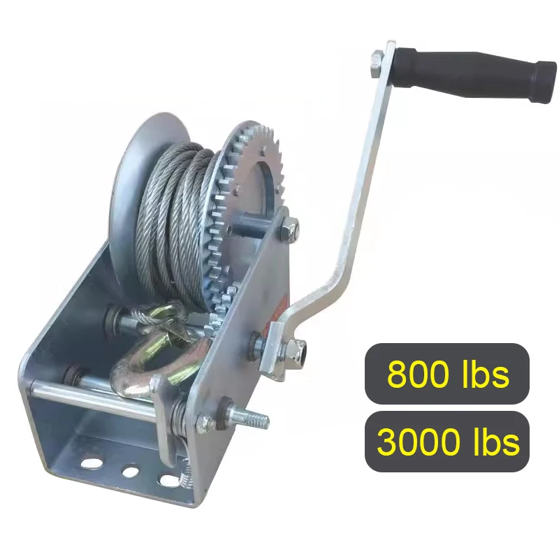 

Self-Locking Manual Winch 800lbs 3000 lbs Hand Crank Hoisting Winch With 8M Steel Wire Rope for Trailers Boats Industrial Use