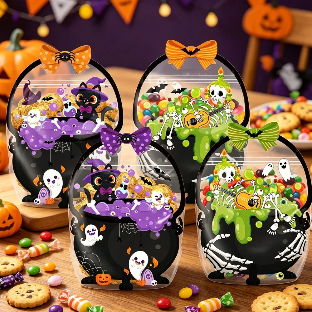 Halloween-Geschenktüten mit Griffen, Skelett-Plastik 2026 Halloween-Party Heimdekoration Zubehör Kinder-Geschenke – Detail 4