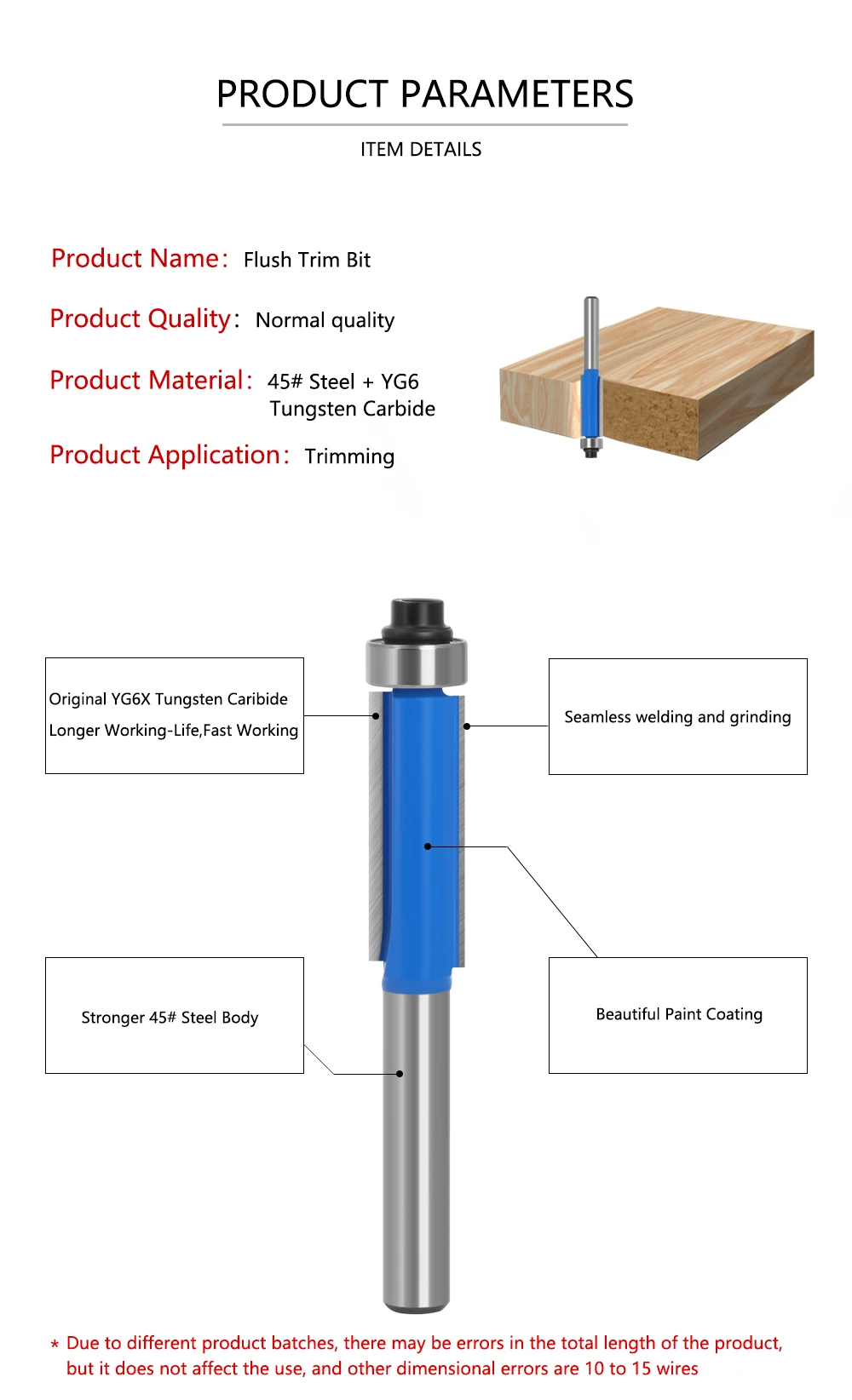 Lavie 1 Stück Fräser mit Lager, Hartmetall-Schneidkopf, 1/4-Zoll-Griff für Holzfräs- und Nutfräsarbeiten – Detail 2