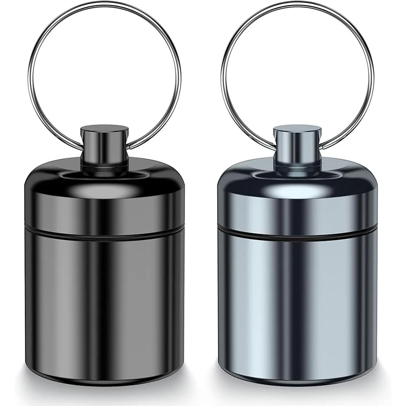 2pcs Mini Metal Pill Boxes, Keychain Pill Box, Travel Pill Box, Business Trip, Outdoor Camping Essential First Aid Pill Box