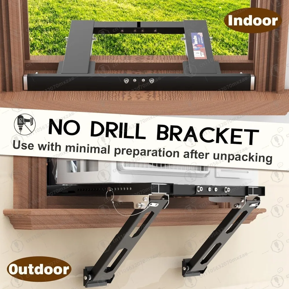 3-Minute No-Drill Window AC Bracket, 220lbs Heavy-Duty Support with Extra Wide Adjustment for Quick Installation