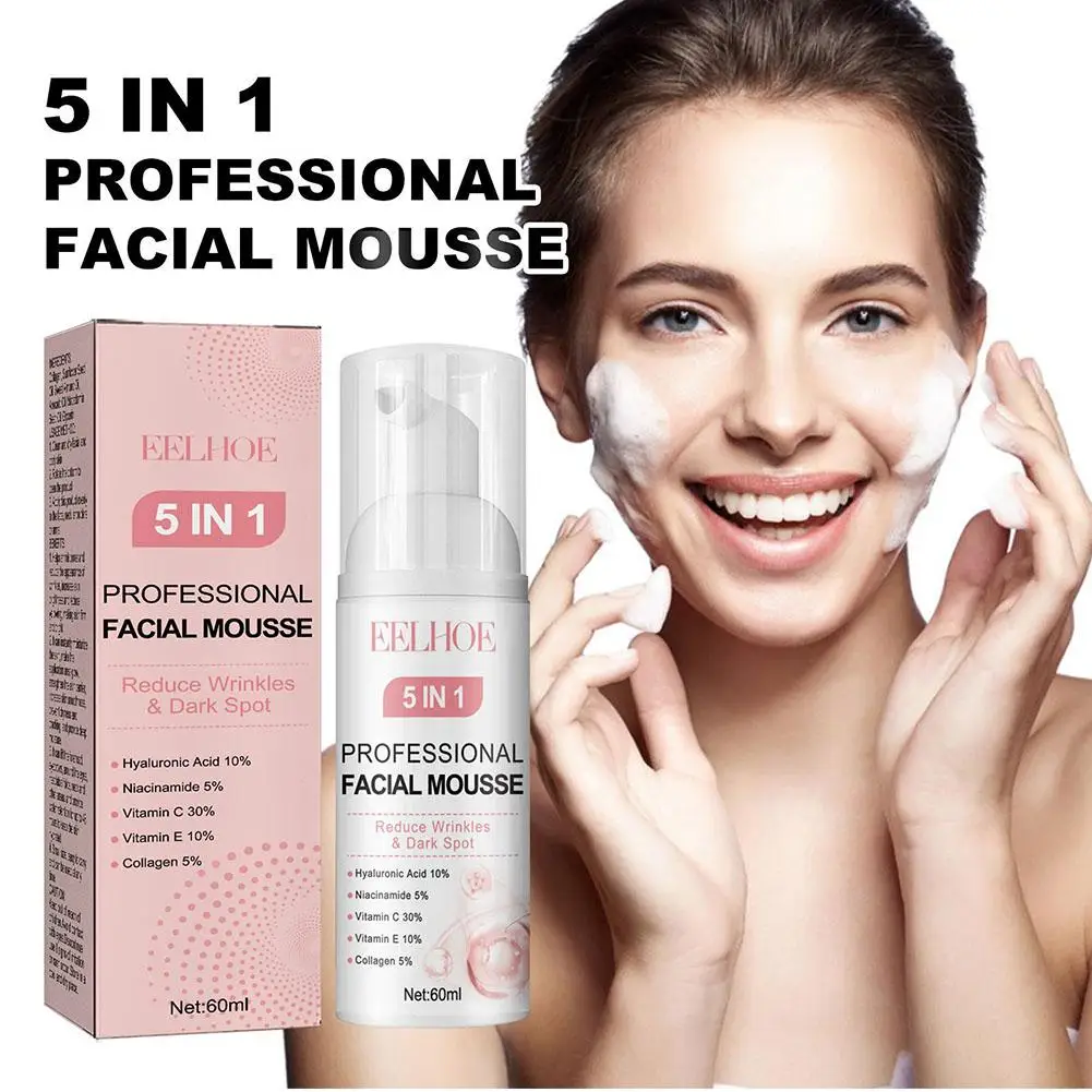 Limpiador de Espuma Facial 5 en 1, Limpieza Profunda, Control de aceite, hidratante, eliminación de espinillas, cuidado de la piel, lavado de cara, limpiador de espuma