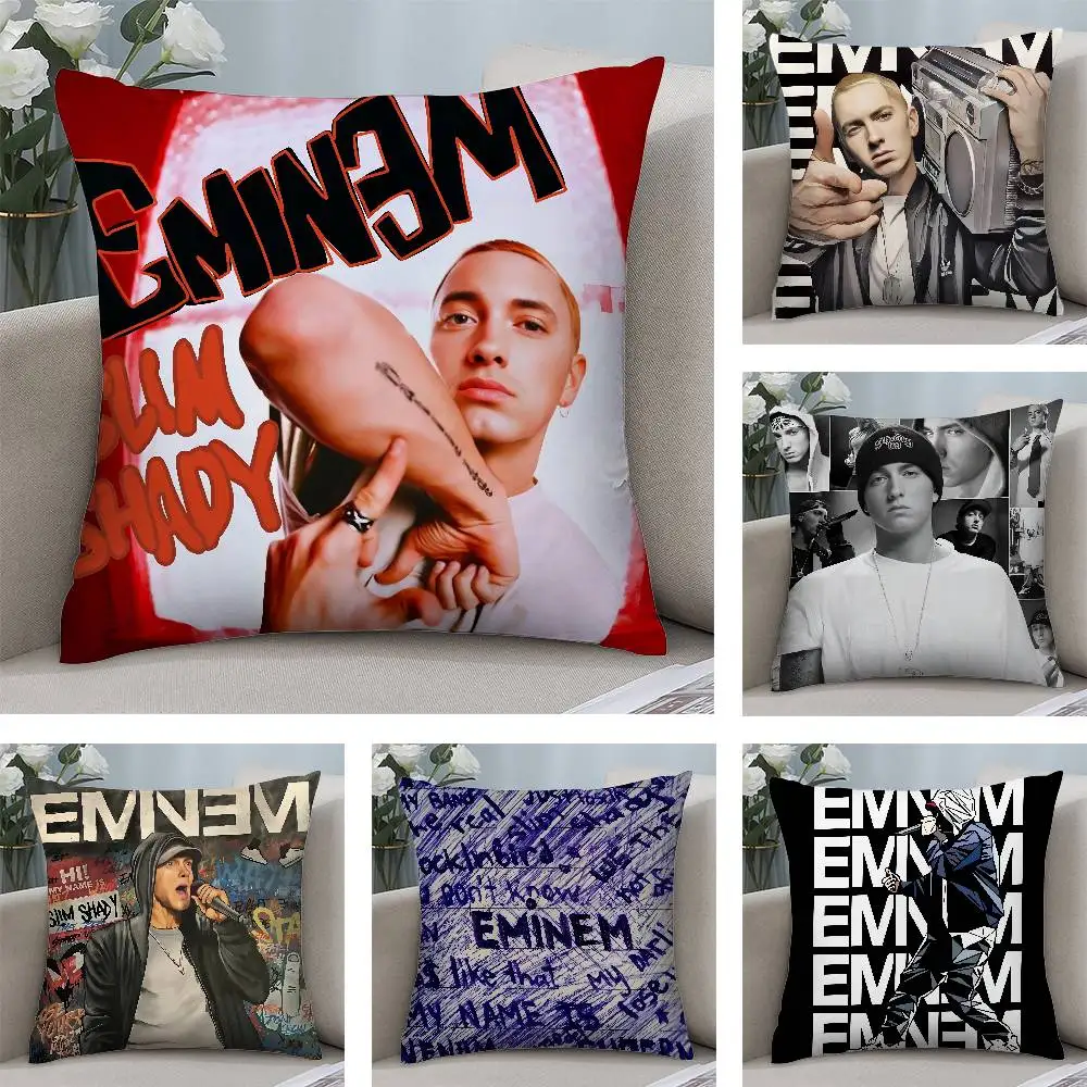 Hot Rapper E-Eminem Double-sided Printed pillow cover Short plush Suitable living rooms bedrooms sofas throw cushion cover