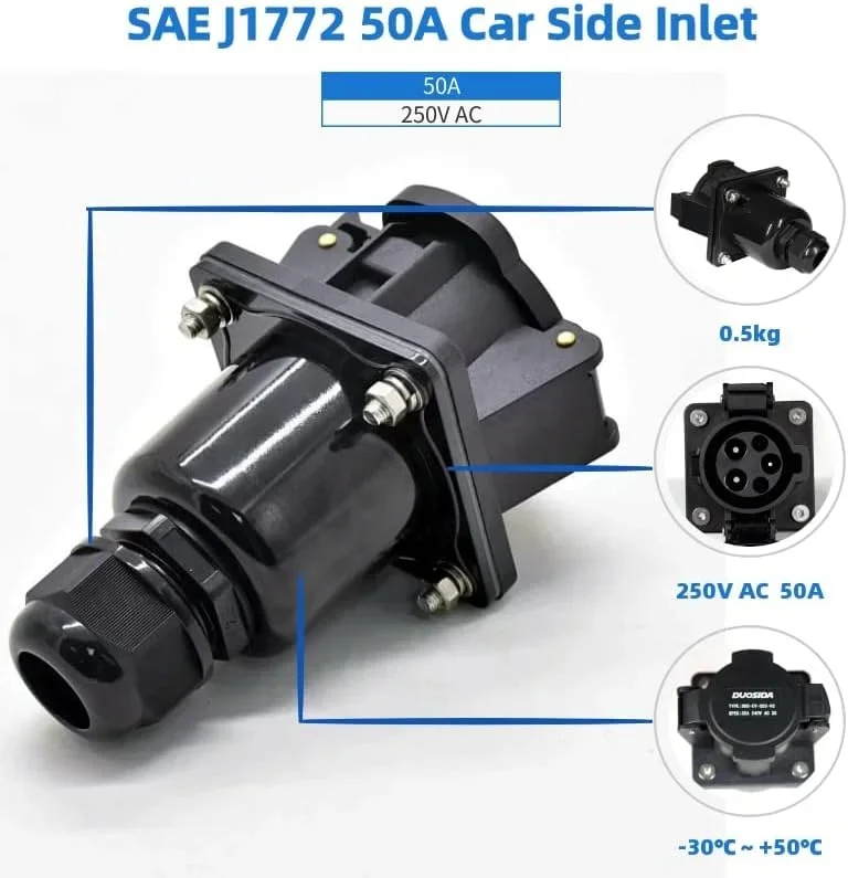 SAE J1772 AC Charging Sockt/Inlet 16A/32A/50A/60A Type1 EV Inlet Electric Car Charging Socket