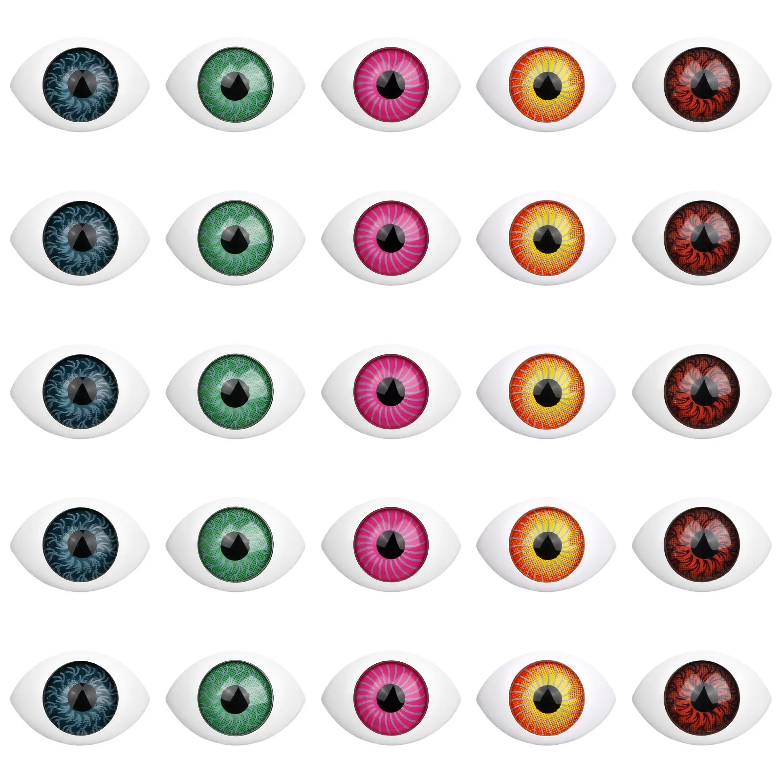 

100 шт. акриловых овальных глаз с цветными полыми зрачками, ужасающие имитационные глаза для Хэллоуина, реквизит для поделок, декора, розыгрышей, вечеринок, DIY