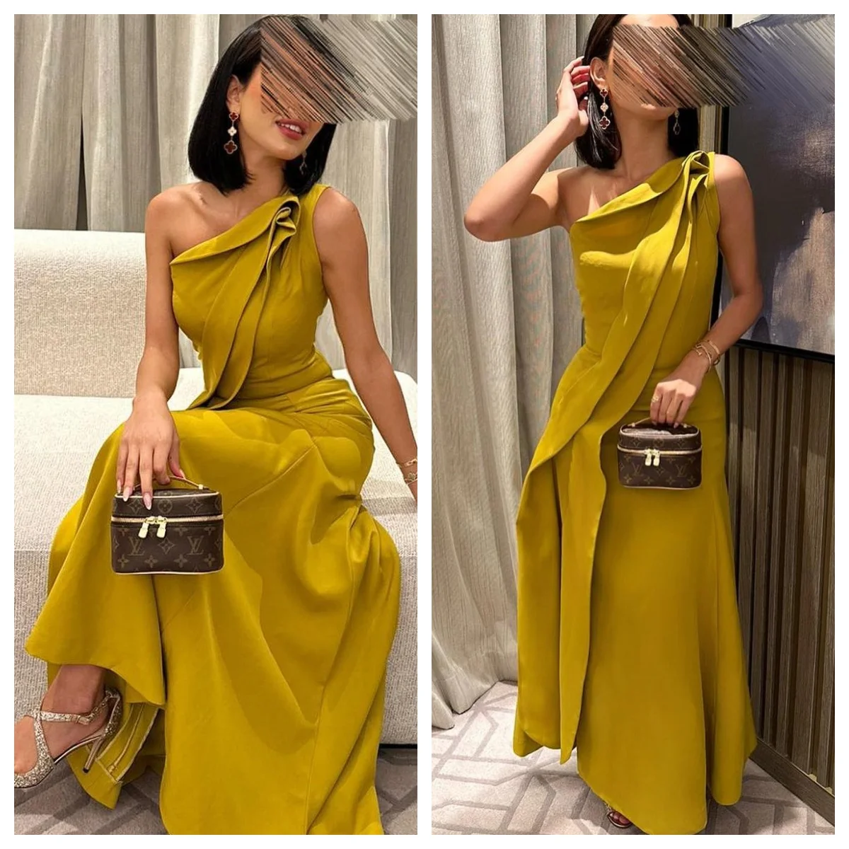 

Customized Exquisite Jersey Evening Dress Classic One Shoulder Sleeveless Party Dresses Asymmetrical Ankle Length Prom Gowns