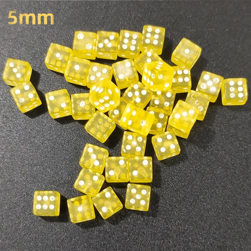 100Pcs 6colors Plastic White Gaming right angle Dice Standard D6 Point Six Sided Cube Dice for Board Game accessories 5*5*5mm