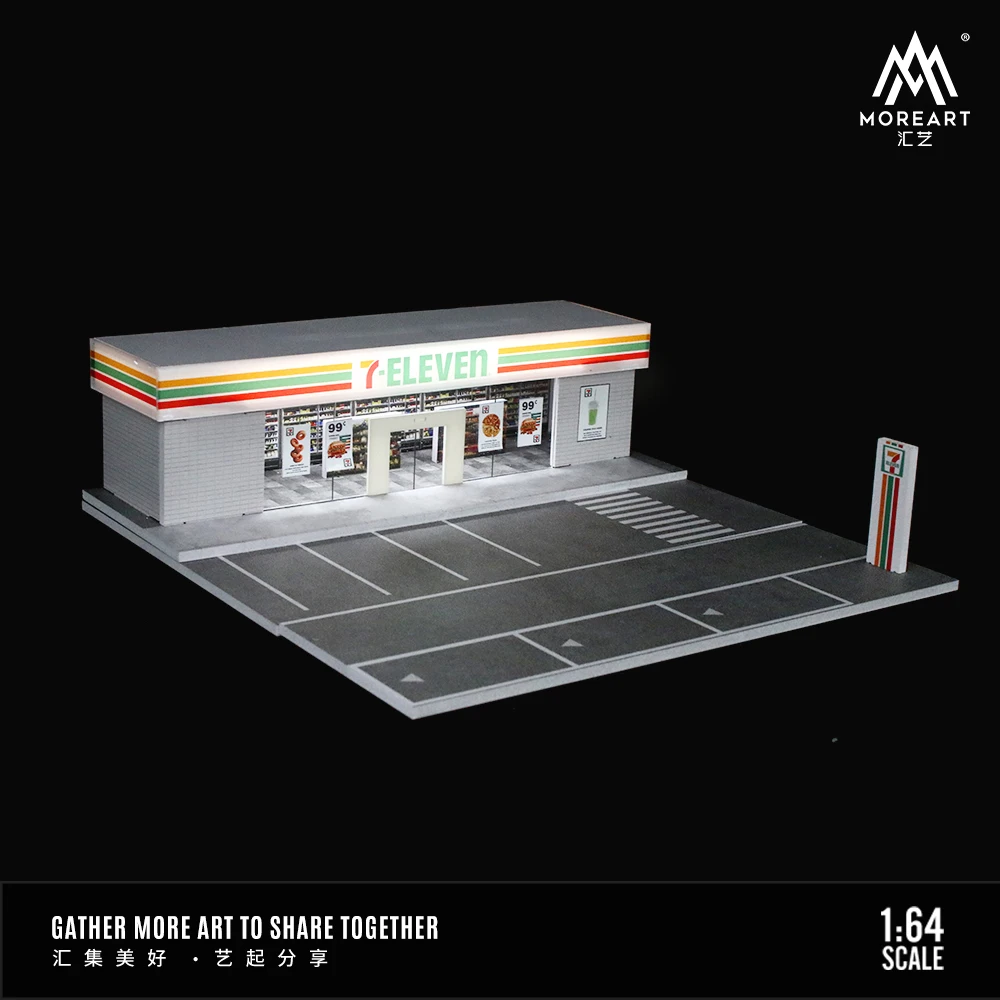 Timemicro+MoreArt 1:64 NISSAN LAWSON Shell BENS Showroom lighting assembly scene - In stock - Fast delivery