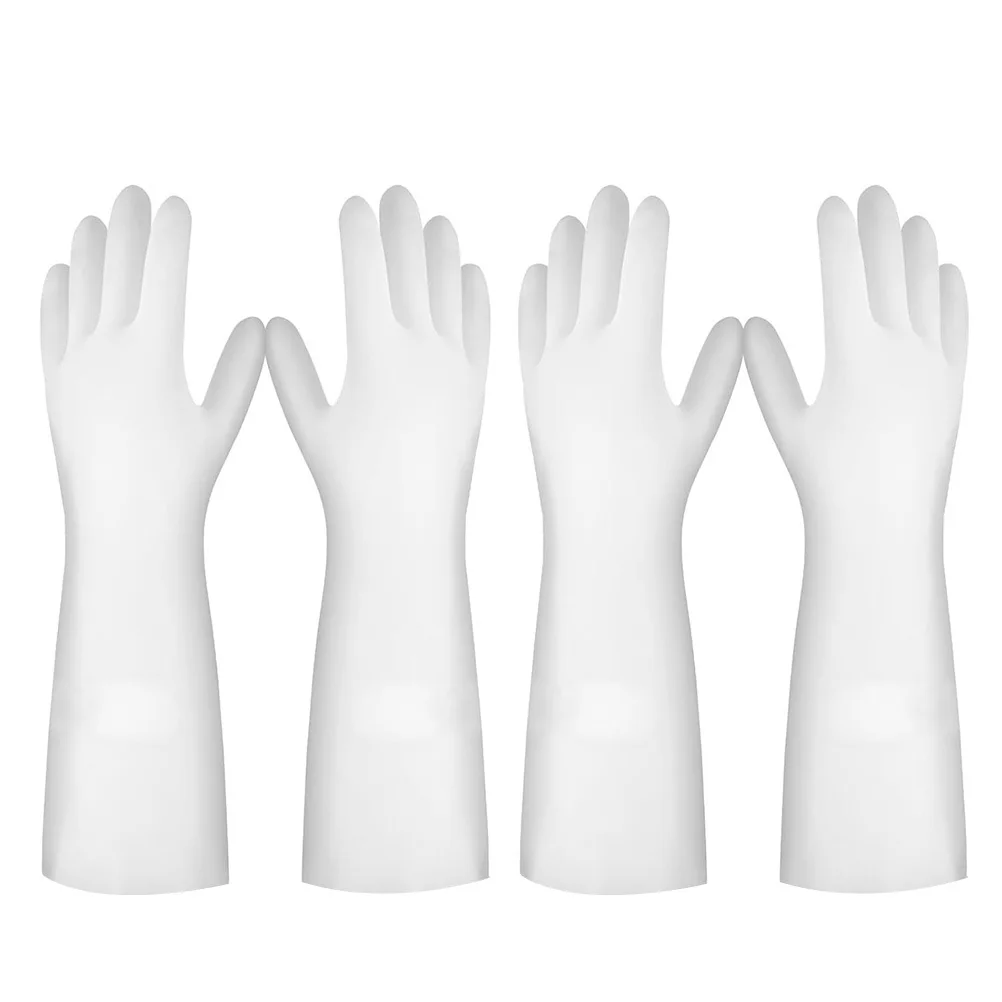 

2Pairs Durable Latex Dishwashing Gloves Reusable Cleaning Kitchen Accessories Medium Size Elegant Design Dish Gloves