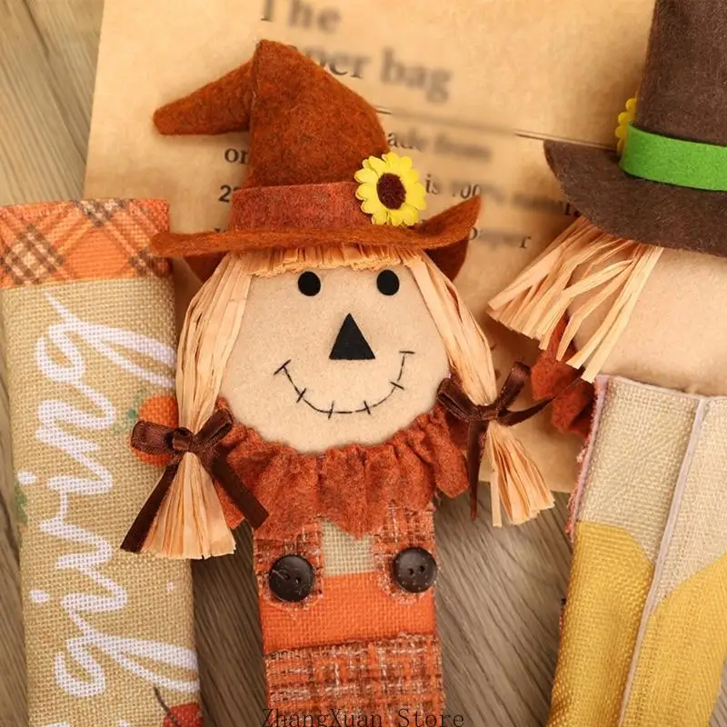 Thanksgiving Home Decors Polyester Scarecrow Fridge Handle Cover 3Pieces Set 3XUF – Detail 2