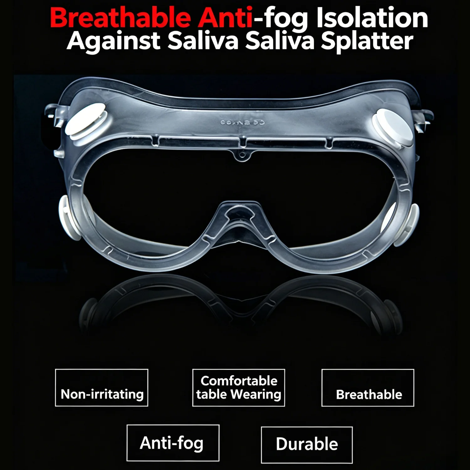 Reusable Medical Eye Mask, Anti-Splash Safety Goggles with Clear Anti-Fog Lens for Hospital Clinic Health Care