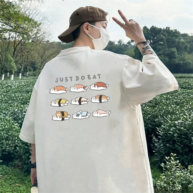 

Футболка мужская с забавным котом и мультяшным принтом, хлопок, короткий рукав, Повседневная универсальная математическая одежда в стиле Харадзюку, модный топ оверсайз