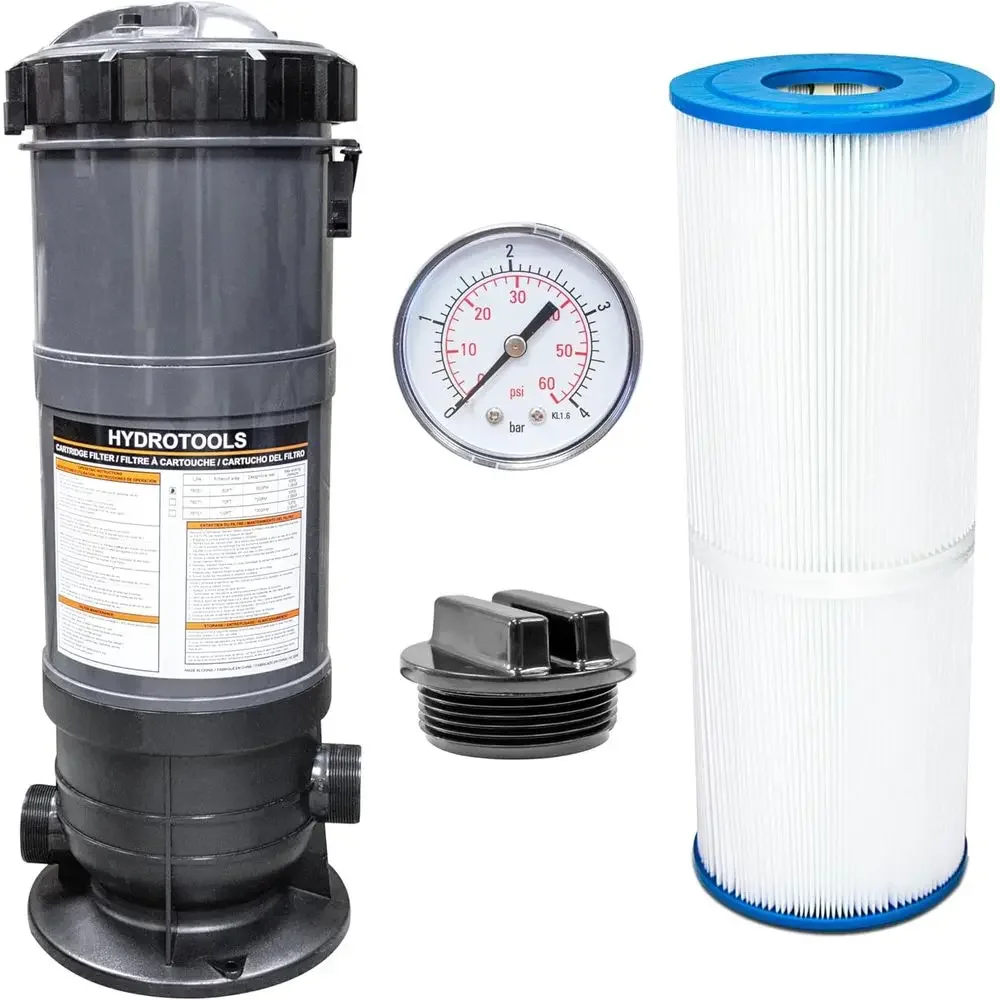 Above-Ground Pool Cartridge Filter Tank with High-Performance Replacement Filter Element - 50 Sq. Ft. Capacity