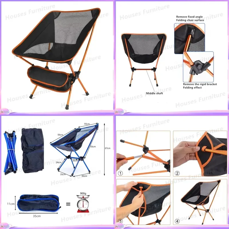 Ultra Light Folding Chair Portable Camping Beach Hiking Picnic Fishing Seat Compact Outdoor Travel Backpacking Stool Gear