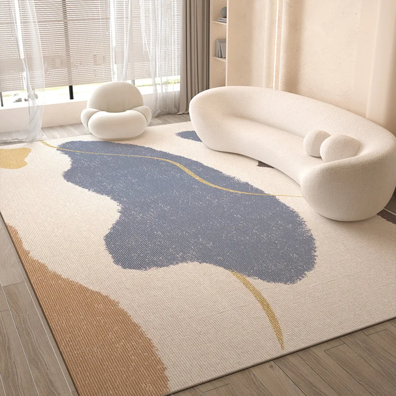 VIKAMA Peach Tan Abstract Wavy Line Rug Soft Flannel Non Slip Washable Area Carpet for Living Room Bedroom Modern Decor