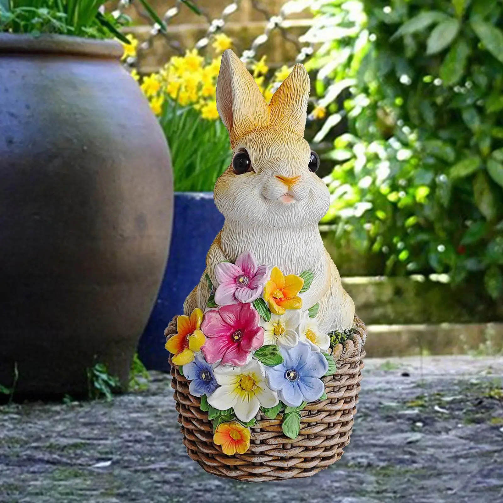 

Bunny Solar Garden Statue Ornament Cartoon Decor Cute Housewarming Gift Animal Figurine for Outside Porch Balcony Home Lawn