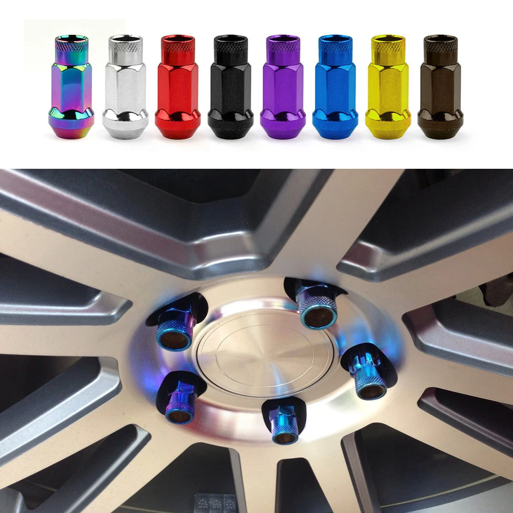 Tornillos de modificación de coche, tuercas de cubo de rueda, tuercas de neumáticos de carreras ligeras Hexagonal M12x1,5 M12x1,25, tornillos de cubo de rueda