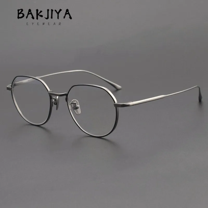 العلامة التجارية اليابانية مصمم البيضاوي جولة النظارات الإطار الرجال إطار كبير التيتانيوم النقي الرجعية مشهد النظارات خفيفة نمط جديد #3