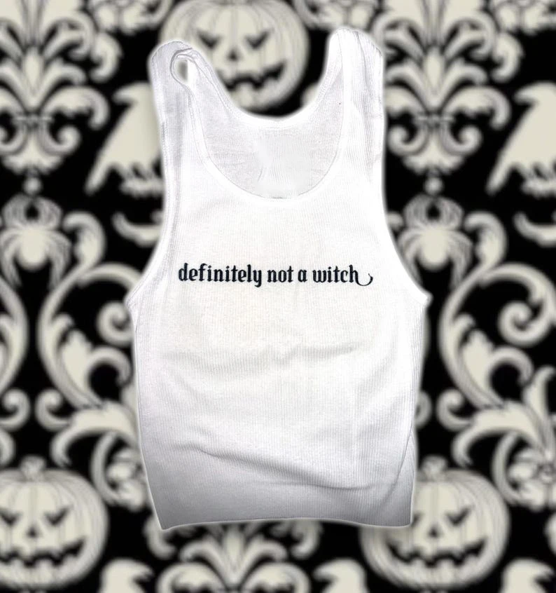 Definitely Not A Witch Vintage Tank 20 Inch Vest Emo Girls Aesthetic Letter Print Grunge Goth Camisole Top Female Clothing