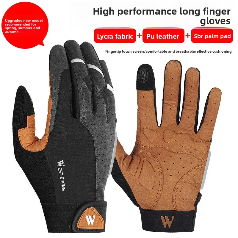 West Rider Riding  Full Finger Shock Absorption Non-slip Motorcycle Bicycle Gloves Long Finger Spring Autumn Winter Touch Screen