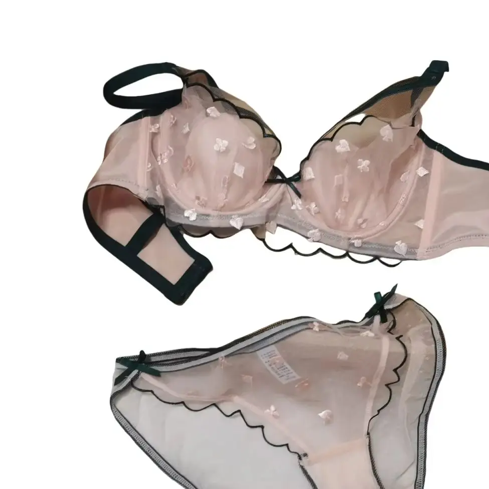 

KUCLUT Three-dimensional embroidery underwear women's bra crystal cup big breasts lingerie panty soft steel ring sexy bra set