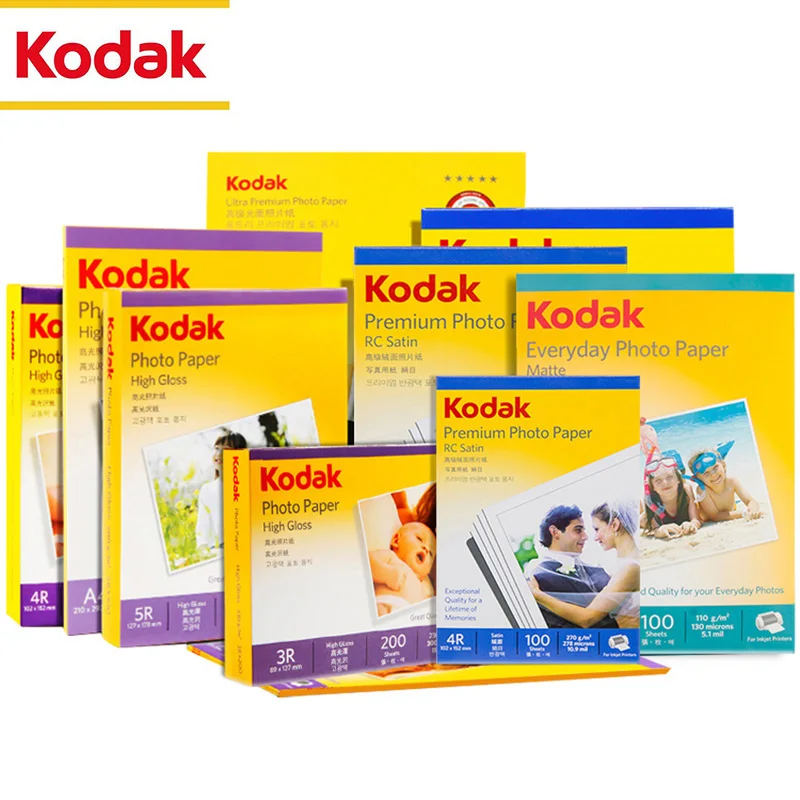 Classic Kodak Premium Photo Paper RC Satin 270GSM 6 Inch A4 Color Inkjet Printing Photo Album Instant Dry and Water Resistant