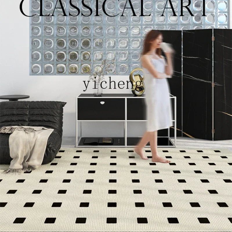 

ZC Blackstone Apartment Living Room Carpet Bedroom Retro Chessboard Sofa and Tea Table Cloakroom Floor Mat