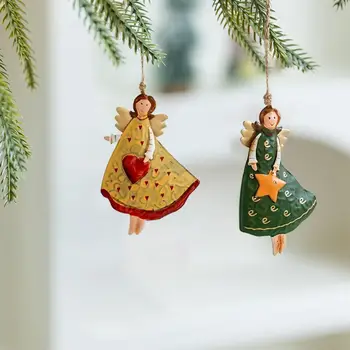 4件復古天使掛飾,夢幻木質聖誕樹掛件,2025年聖誕節家居裝飾,2026年新年禮物 8 最佳銷售 天使裝飾 - №8