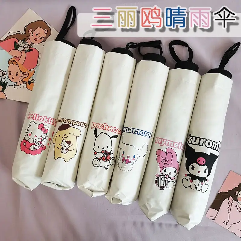 

Hallo Kitty Sanrio Cartoon Umbrella Two-Purpose Parasol Animation Kuromi My Melody Cinnamon Roll Cute UV-Proof Girl Heart Gift