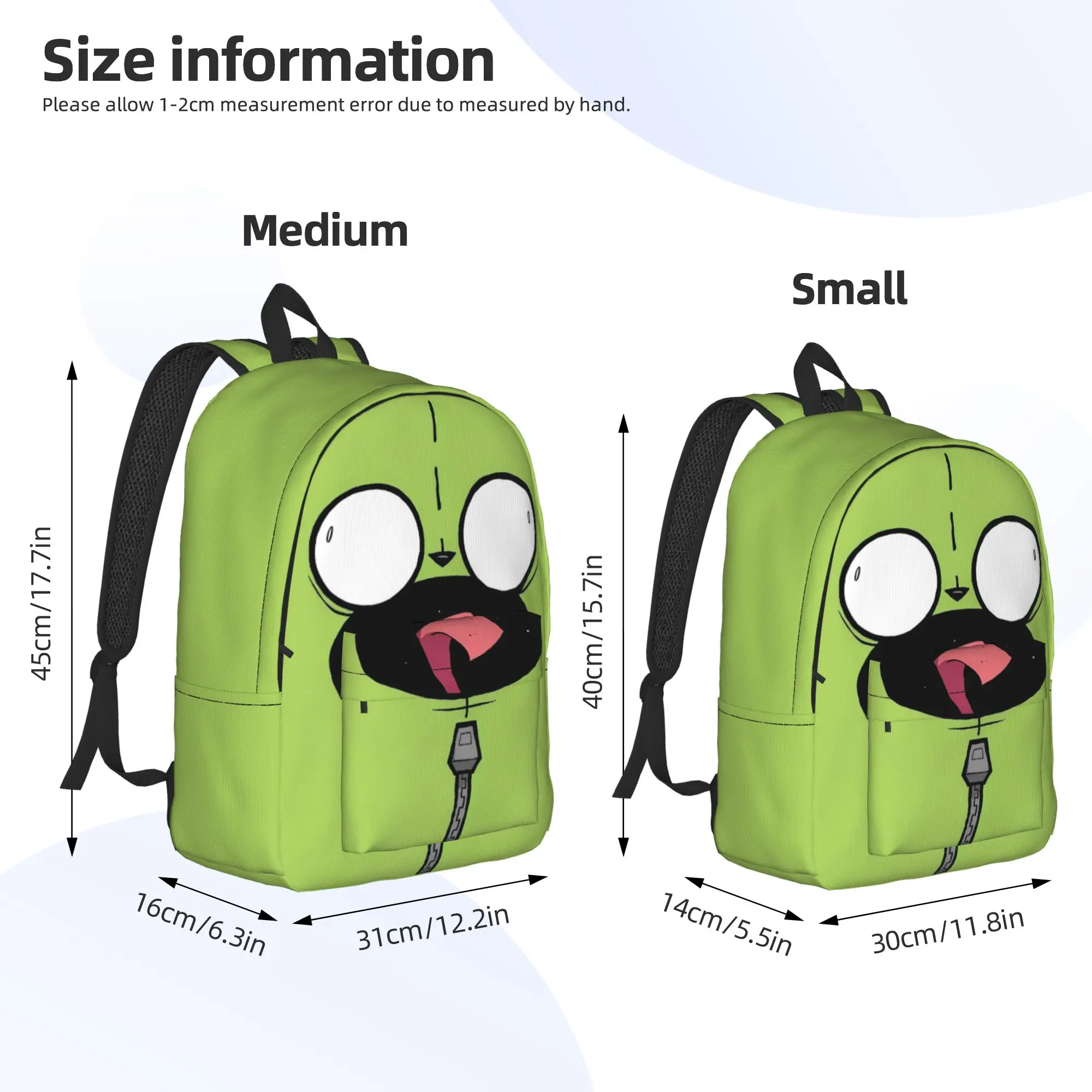 Invaders Zims Gir Face Backpack  Women Polyester Travel Backpacks Big Novelty School Bags Rucksack