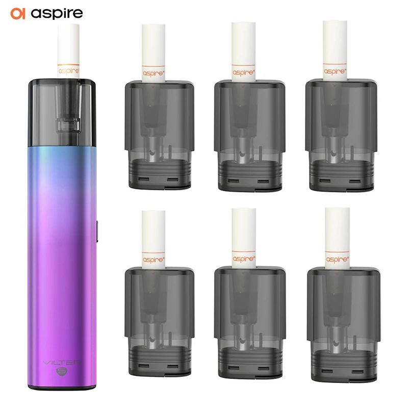 

Original Aspire Vilter S Kit Electronic Cigarette Vaper Mod 500mAh Battaery 2ml Pod System Tank 1.0ohm Mesh Coil E-cigarette