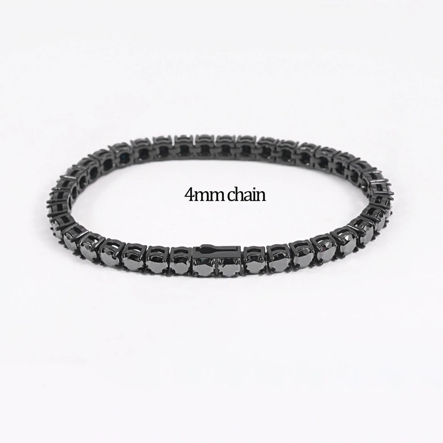 4-5mm Zwart VVS1 Moissanite Tennis Armband 316L Rvs Hiphop Mannen Sieraden Link Chain Armbanden Pass tester met Gra