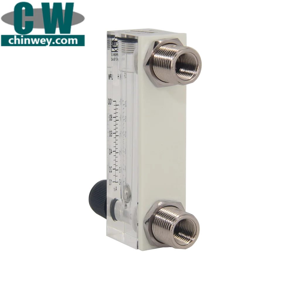 LZM-6T 10-100LPM/20-200SCFH panel type acrylic flowmeter(flow meter) with adjust valve bass fitting Female G1/4