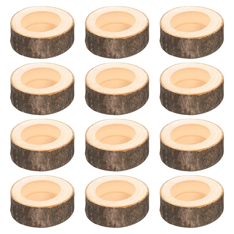 

12Pcs Wooden Candle Holder,Votive Tealight Holder For Wedding Party For Table,Halloween Christmas Party Home Decor