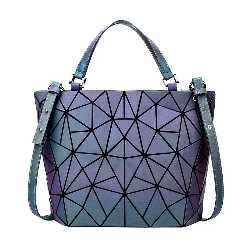 Luminous Bao Big Bag Holographic Reflective Geometric Bags For Women 2023 Quilted Shoulder Bags Female Handbags Bolsa Feminina