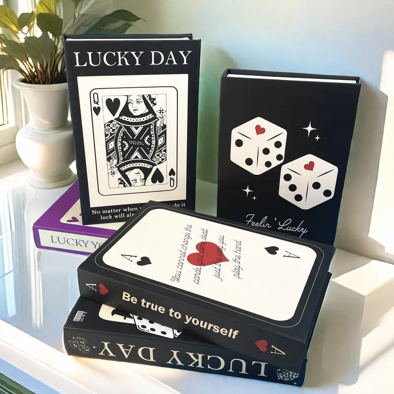 Lucky Poker Luxury Fake Book Storage Box Creative Decorative Coffee Table Books Bedroom Home Interior Decoration Paris New York