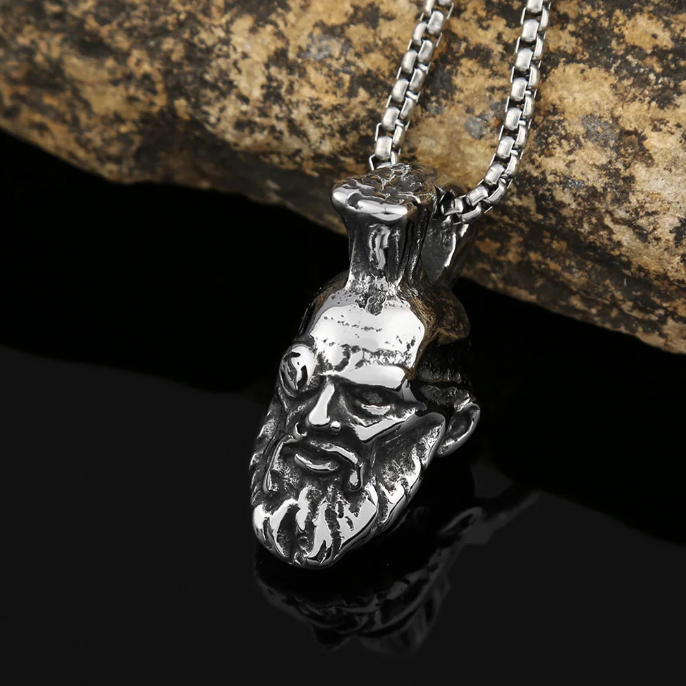 Stainless Steel Vintage Viking Warriors Pendant Creative Nordic Odin Necklaces Fashion Charm Male Jewelry Accessories Wholesale