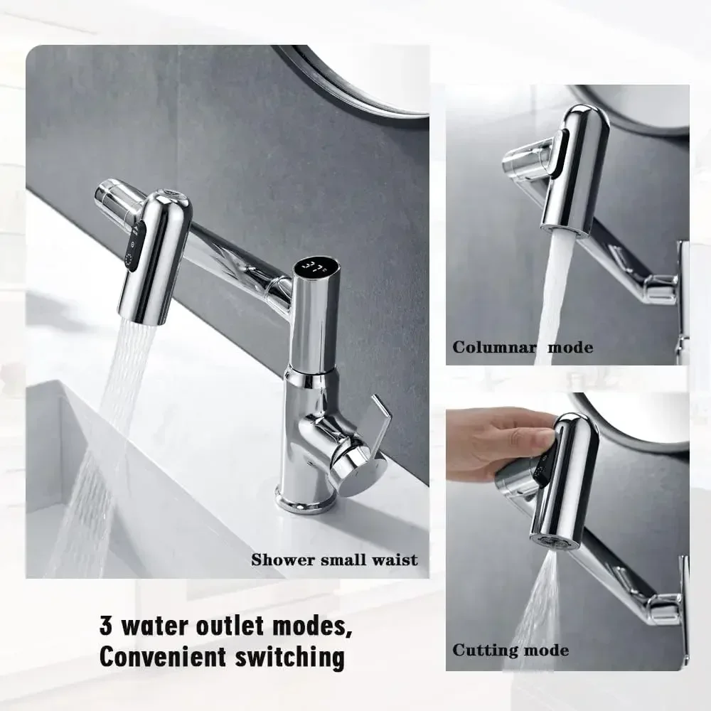 الذكية شاشة ديجيتال الحمام صنبور 360 دوران متعددة الوظائف حوض الحنفيات الساخن الباردة خلاط المياه غسل الحنفية سطح جبل