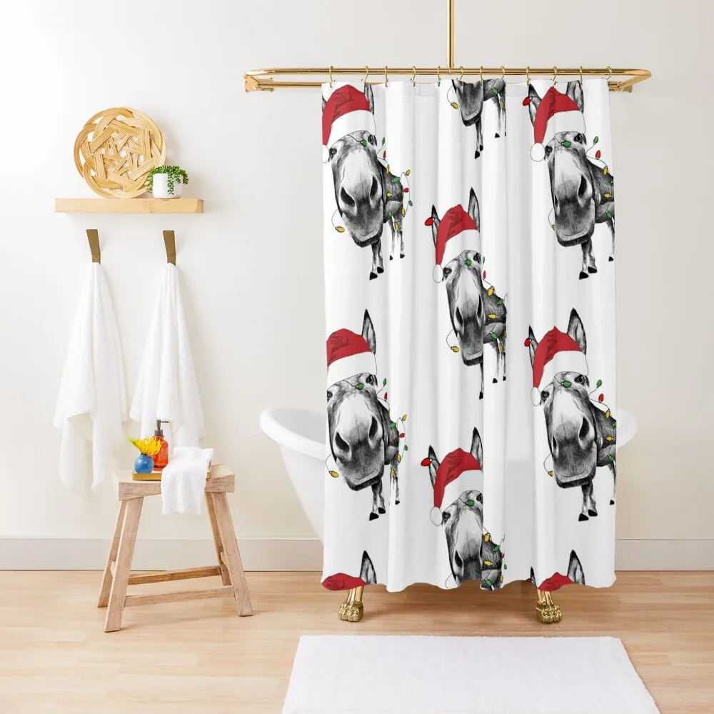 

Donkey Christmas Decorative TL Shower Curtain Shower For Bathroom Toilet Accessories Bathroom Anime Shower Curtain