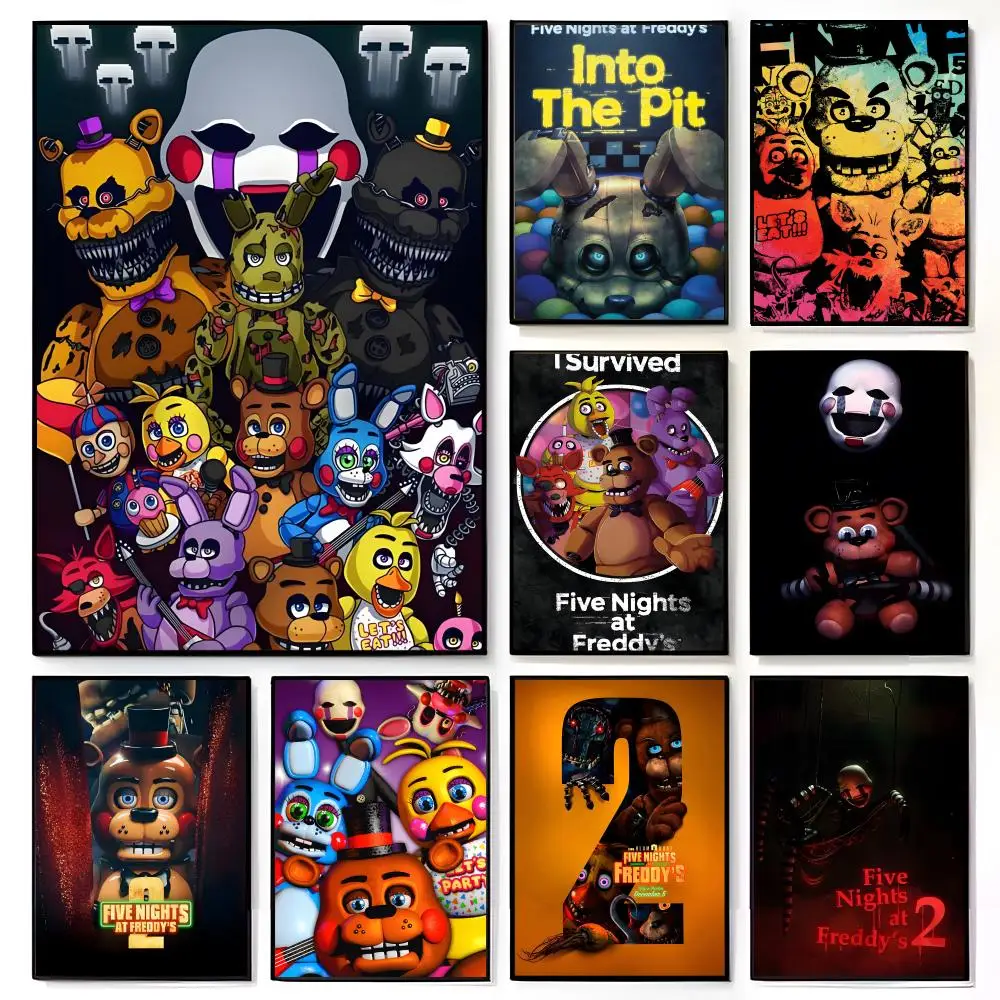 F-Five N-Nights at Freddy's Horror Survival Game Poster American Film Mural Home Childrens Room Wall Decor Print