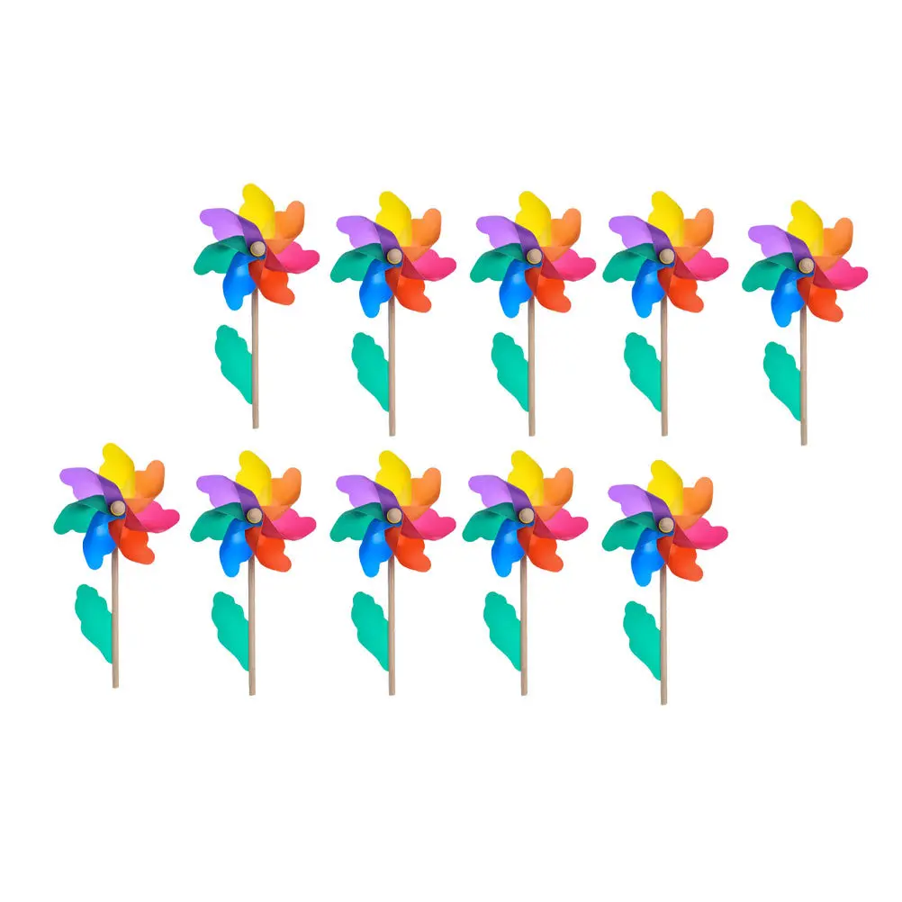10 قطعة Pinwheels ملونة من البلاستيك للأطفال طاحونة حديقة الحديقة الديكور في الهواء الطلق تدور الرياح الاطفال التمتع