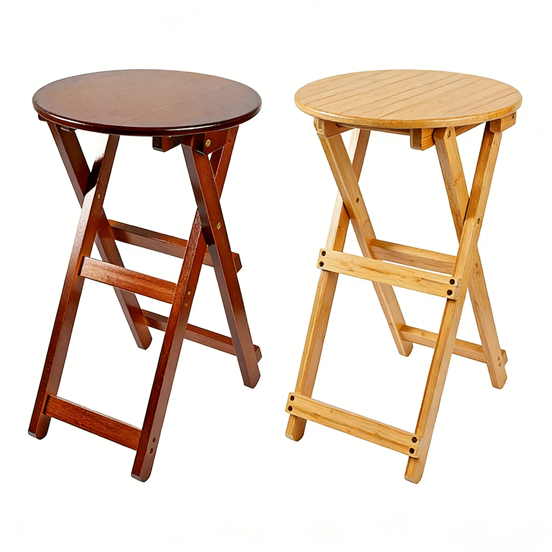 Solid Wood Folding High Stool Household Bar Chair Portable Storage Round Stool Kitchen High Stool Folding Chair